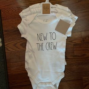 Rae Dunn 6-9 month onesies.  New